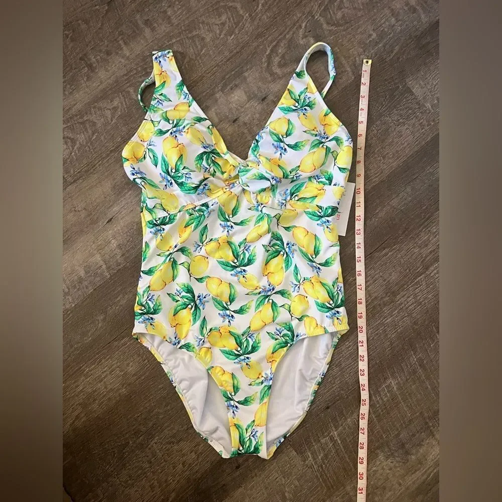Liz Claiborne Women's Adjustable Lemon One Piece Swimsuit-Size 14